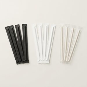 05a2de48-b207-4235-b98e-cbb45e98373f Pailles droite en papier Enveloppé NOIR/BLANC/TRANSPARENT